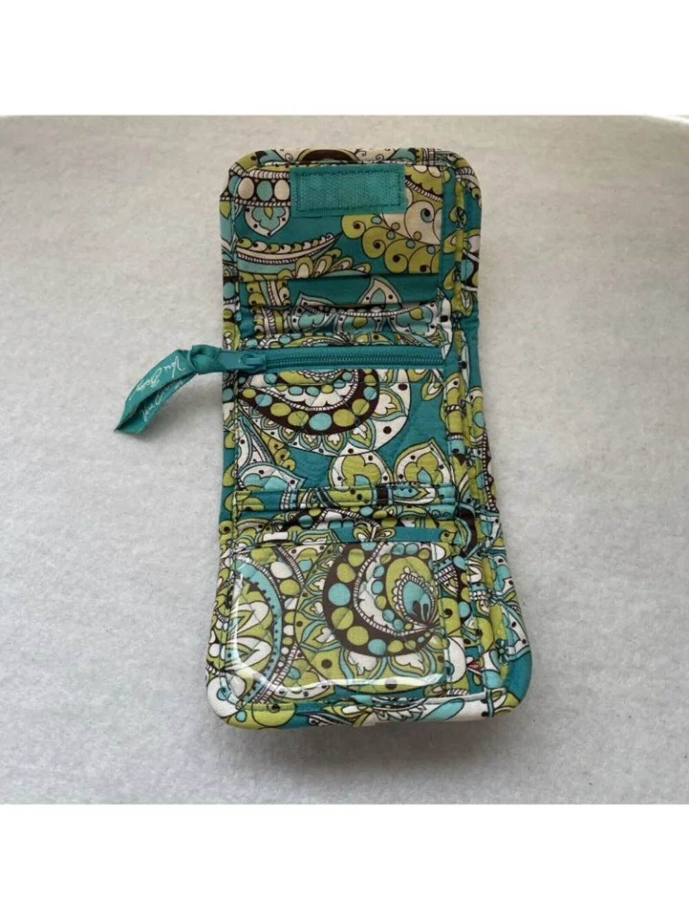 Vera Bradley Mini Trifold Wallet Peacock Turquoise Paisley Retired Pattern Y2K